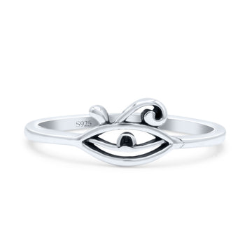 Protective Eye of Horus Statement Plain Ring Oxidized Thumb Band